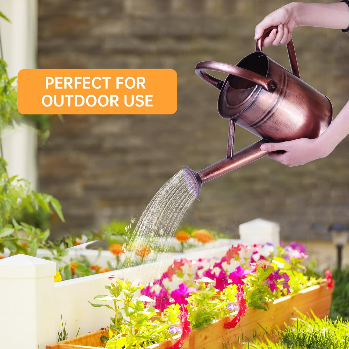 Lechloris Metal Watering Can for Outdoor Plants, 1 Gallon Galvanized Steel Watering Can with Removable spout for Outdoor & Indoor Use, Perfect for Garden Flower, Houseplants, Copper