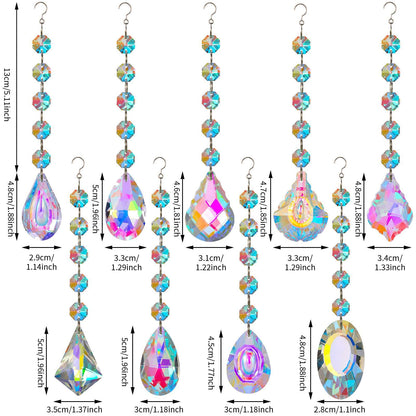 XINRUI Crystal Sun Catcher, 9 Pack Hanging Ornament Crystals Balls Prism Rainbow Maker for Home, Office, Garden Decoration, Window Decorations Decor(Crystal)