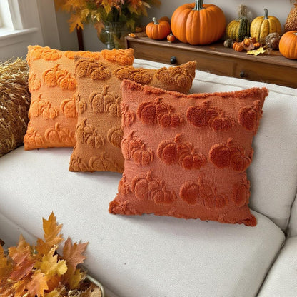 Booque Valley Fall Decorative Pillow Covers Set of 2 Soft Fluffy Faux Fur Wool Rust Pumpkin Throw Pillowcases for Autumn Halloween Farmhouse Home Decor, 20 x 20 inch, Terracotta