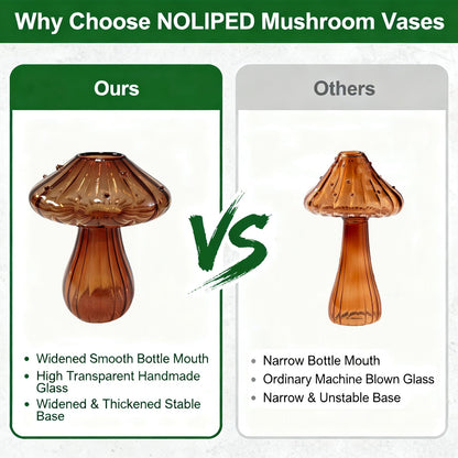 NOLIPED Glass Mushroom Propagation Planter - Set of 3 Cute Plant Propagation Stations for Indoor Plants, Unique Small Hydroponic Vase Jars Mini Terrariums for Window Living Room Bathroom Shelf Decor