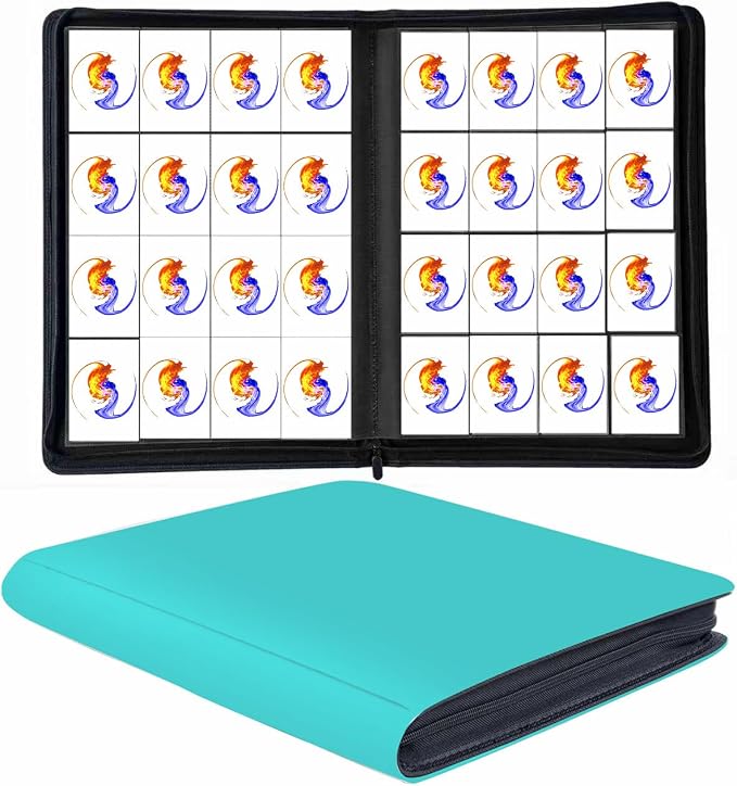 Trading Card Binder 16 Pocket, 1664 Pockets Ringless PU Cover Card Collection Binder, Double Sided Card Binder Collector Album, Card Folder for MTG, TCG, Sports Cards, Game Card (Teal, 16Pockets)