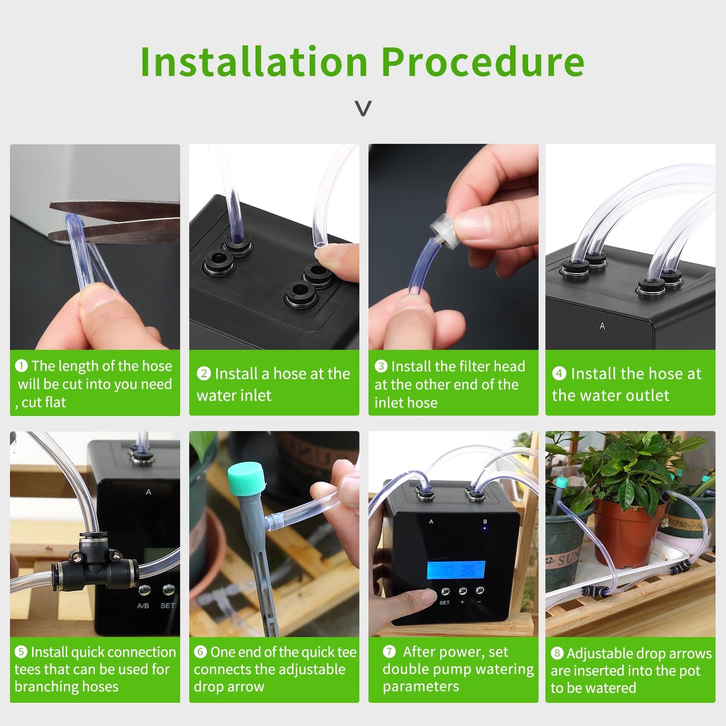 Automatic Watering System for Potted Plants | Indoor Plant Waterer with Programmable Timer, Dual Self-Priming Pumps, Drip Irrigation Kit for Up to 20 Plants