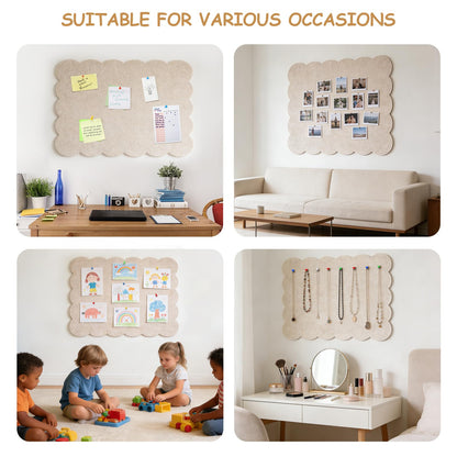 Felt Bulletin Board 36" x 24" Cork Board Alternative,Decorative Felt Pin Board Foldable Cork Boards for Walls Self-Adhesive Cork Board for Home Office Classroom Pin Board (Beige)