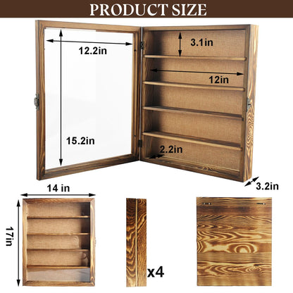 LITAITAI 14x17 Shadowbox Frame with Shelves, Deep Shadow Box Display Cases with 4 Movable Shelves,Shadow Work Journal and Workboolshadow Box for Flowers,Medals,Coins,Pictures,Weddings(Carbon)
