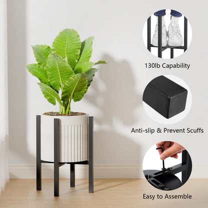 Linpla Adjustable Metal Plant Stand Indoor Outdoor - Fits 8 to 12 Inches Pots - Mid Century Modern Planter Stand Single Floor Flower Pot Holder Home Decor for Gardening Gifts