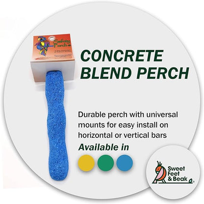 Sweet Feet and Beak Comfort Grip Safety Perch for Bird Cages - Pedicure Perch for Birds to Keep Nails and Beaks in Top Condition - Safe Easy to Install Bird Cage Accessories Small 6.5" - Blue