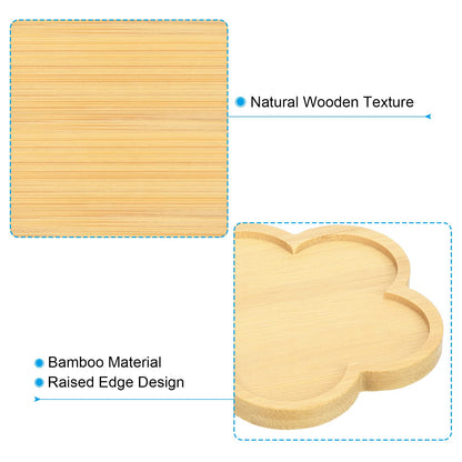PATIKIL Plant Pot Saucer 5.5 Inch, 4 Pack Bamboo Flower Shape Drip Tray for Home Indoor
