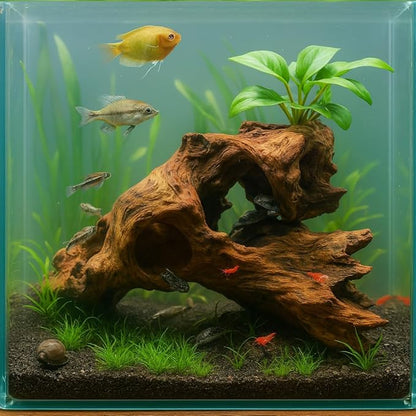 emours Porous Natural Driftwood for Aquarium, Aquascaping Driftwood with Holes, Hand-Selected Tunnels & Hideouts, Aquascaping Hardscape, Terrarium Reptile Décor, No Paint or Resin (12-16" (30-40 cm))