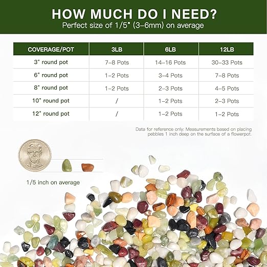 NUPICK 3 lbs Pebbles for Indoor Plants, 1/5 Inch Pea Gravel for Fish Tank, Polished Decorative Rocks for Succulent, Natural River Stones for Vases, Cactus, Landscaping, Bird Bath, Aquarium, Colorful