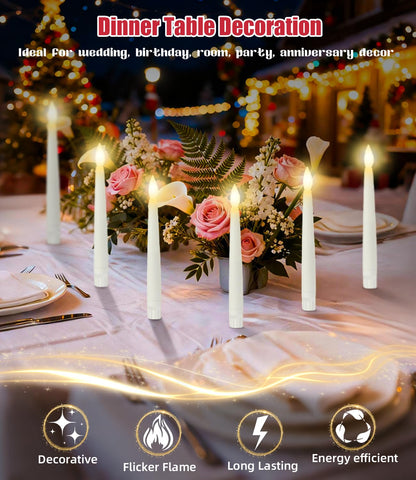 Christmas Decorations - 32pcs Floating Candles with Wand Magic Hanging Candles, Flameless Warm Light Flickering Battery Operated Candles, Floating LED Candle for Halloween Christmas Theme Party