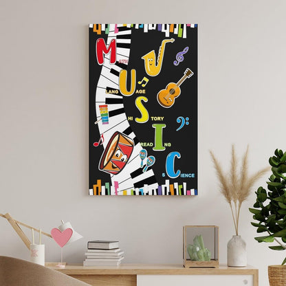 LINWDSB Music Themed Poster Musical Notes Wall Art Colorful Music Poster for Kids Students Classroom School Chalkboard Nursery Wall Back to School Supplies Unframe style 12x18inch(30x45cm)