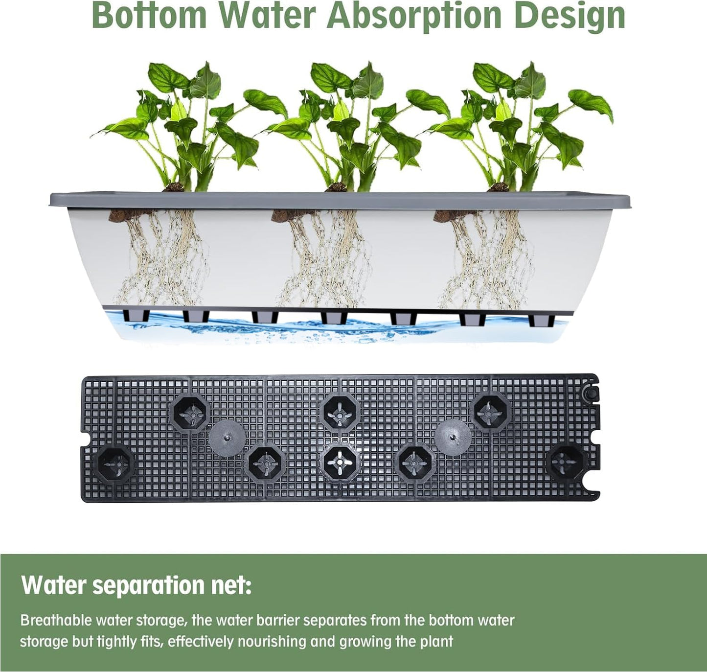 Tcevily 6 Pcs 24 inch Window Box Planter, Large Rectangular Flower Planter Boxes with Shelf Insert Plastic for Indoor and Outdoor Garden, Balcony Home Decor (6, 24 inch)