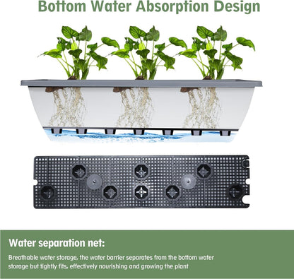 Tcevily 6 Pcs 24 inch Window Box Planter, Large Rectangular Flower Planter Boxes with Shelf Insert Plastic for Indoor and Outdoor Garden, Balcony Home Decor (6, 24 inch)