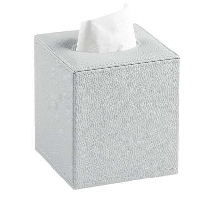 JLAMBOM PU Leather Tissue Box Cover Square Tissue Box Holder with Magnetic Closure, Decorative Tissue Holder for Bathroom Bedroom Office (Grey)