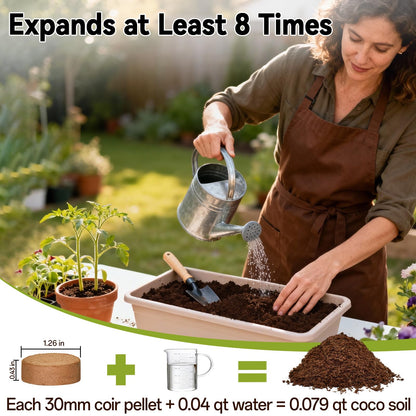 ZeeDix 100 Pack 30mm Organic Coco Coir Seed Starter Pellets, Compressed Coconut Fiber Seed Starter Soil Discs Potting Soil Mix for Indoor Outdoor Plants, Herbs Houseplants Bonsai Vegetables Flowers