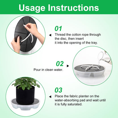 Yimomoyi 4 Pack Self-Watering Fabric Pot Base - Auto-Irrigation System Plant Saucer, Auto Watering Plant Water Tray Self Watering System for Indoor Greenhouse Grow Tent Garden