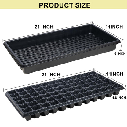 Hourleey 20 Pack Trays Include 10 Pack 1020 Seed Starter Trays and 10 Pack 72 Cell Plug Trays, Thick Durable Plastic Plant Nursery Tray, Propagation Tray for Seedlings Microgreens Fodder Plant