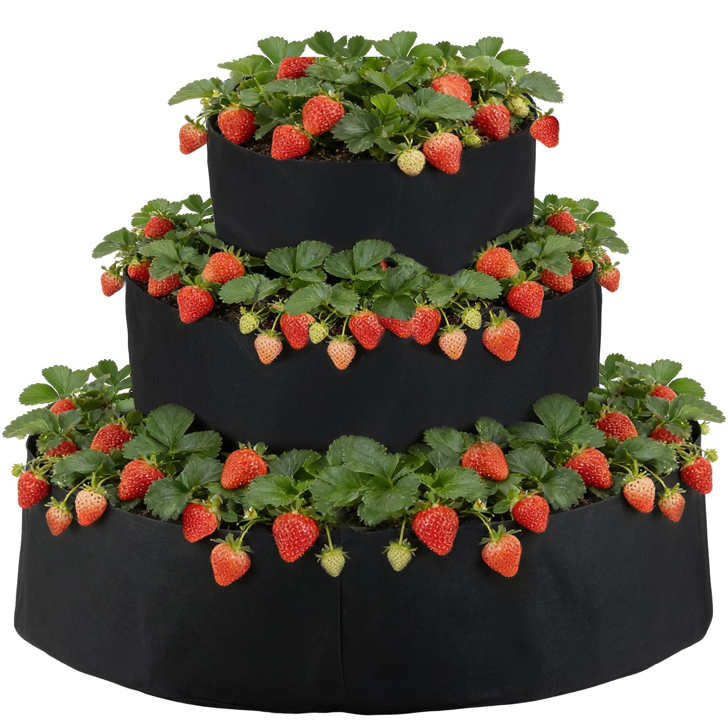BOUTICOL 3 Tiered Fabric Strawberry Planter 48 36 24 inch Strawberry Tower Planter Stackable Planters Strawberry Grow Kit