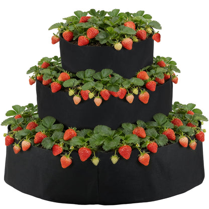BOUTICOL 3 Tiered Fabric Strawberry Planter 48 36 24 inch Strawberry Tower Planter Stackable Planters Strawberry Grow Kit