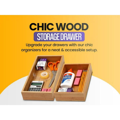 YBM HOME Bamboo Drawer Organizer Storage Box for Kitchen Drawer, Junk Drawer, Office, Bedroom, Children Room, Craft, Sewing, and Bathroom, 6x15x2 inch