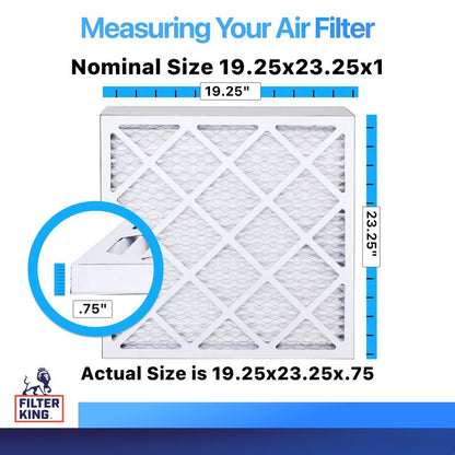 Filter King 19.25x23.25x1 Air Filter (MERV 8) (6-Pack) Dust & Allergy Control AC Furnace Filters, MADE IN USA, HVAC, Pleated, Electrostatic (Actual Size: 19.25 x 23.25 x .75)