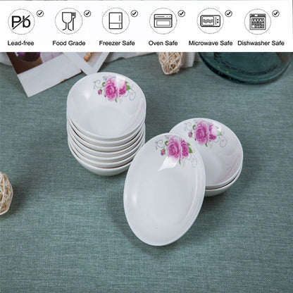 4-Pack Flower Pattern Ceramic Saucer Dishes, 4-Inch Side Dishes for Sushi, Snack, and Seasoning