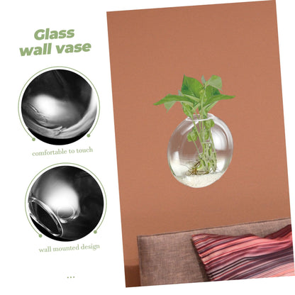 OUNONA Wall Hanging Hydroponic Glass Terrarium Planter Transparent Wall Flower Vase Space Saving Decorative Bottle for Small Apartments and Indoor Plants