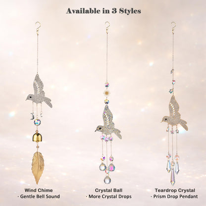 JINYOND Hummingbird Crystal Suncatcher for Window Hanging, Rainbow Maker Prism Ornament with Hook, Sparkling Sun Catcher Decor for Home, Patio, Garden, Bird Lover Gift (Crystal Ball)