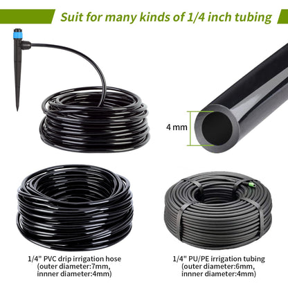 50pcs Drip Irrigation Emitters for 1/4" Drip Tubing Adjustable 360 Degree Fan Shape Water Flow Vortex Drippers for Drip Irrigation with Lock Barbed Irrigation Drip Nozzles for Flower Plants Garden