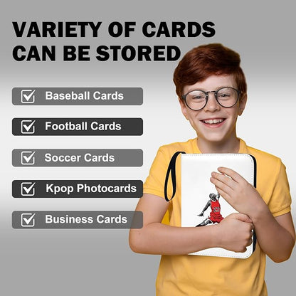 Custom Card Binder - Personalized Photo & Text Cover, 400 Pocket Waterproof PU Leather Trading Card Album, Portable 3-Ring Removable Card Collector Binder for K-pop Photocard, Anime, Sports Cards