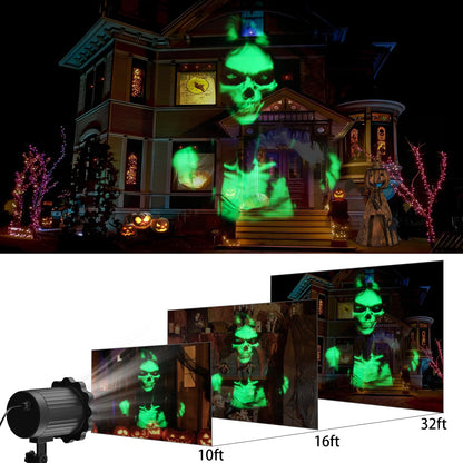 Halloween Decorations Outdoor,2026 Upgraded 3D Dynamic Skull Ghost Projector Lights,Clearer Skull HD Patterns,Night Light for Home Window Wall Halloween Decor