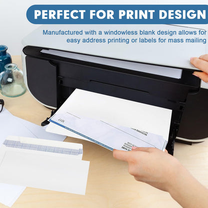 HERKKA #10 Security Self-Seal Envelopes, No.10 Windowless Bussiness Envelopes, Security Tinted with Printer Friendly Design - Size 4-1/8 x 9-1/2 Inch - White - 24 LB - 1000 Pack