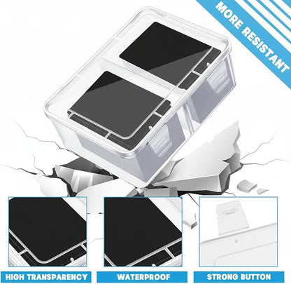 Vicenpal 300 Card Storage Box Compatible with Mtg TCG Clear Plastic Trading Card Storage Box with Removable Divider Hard Trading Deck Case for Baseball Football Game Organizer Collector(4 Pcs)