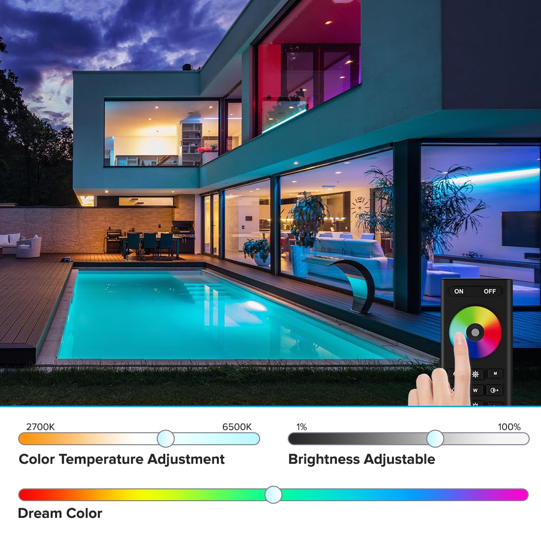 BTF-LIGHTING 5050SMD FCOB COB Dimming RF 2.4GHz Wireless Remote RC01RFB &4PCS C01RF Tuya Controller Kit 4 Zones Group Control PWM Single Color (+V -V) 2pin LED Neon Rope Light DC5V DC12V DC24V