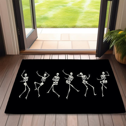 SPUNKER Door Mat,Halloween Skull Front Doormats 17''x30'',Funny Skeleton Indoor Outdoor Entrance Welcome Mat,Low-Profile Floor Rugs for Entry Patio