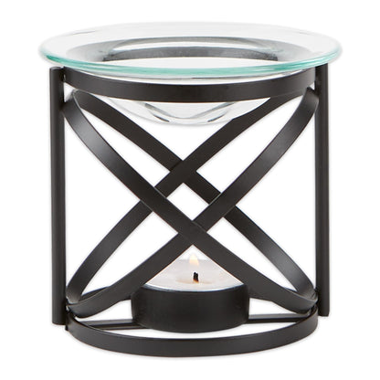 Zingz & Thingz Art Deco Collection Structural Metal Oil Warmer, Orbital, 3.625x3.625x3.625