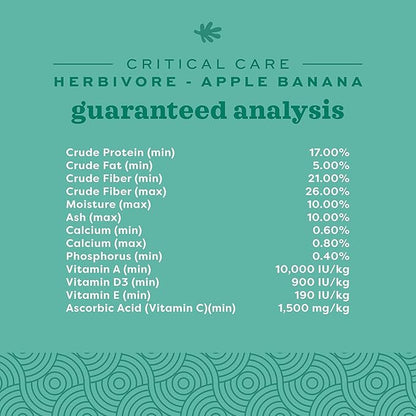 Oxbow Critical Care Herbivore Assist Feeding Formula for Rabbits & Guinea Pigs, High Fiber Timothy Hay Recovery Food, Natural Apple Banana Flavor, Vet Recommended Emergency Nutrition, 454g 2 Pack