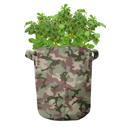 Ambesonne Ethnic Grow Bags 5-Pack, Boho Colorful Spring Garden, Heavyduty Fabric Pots with Handles for Plants, Navy Pink