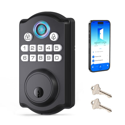 Keyless Entry Door Lock - Fingerprint Door Locks with App Control - Smart Deadbolt for Front Doors - Biometric Security, Auto-Lock&One-Touch-Lock, IP54 Waterproof, Easy Install