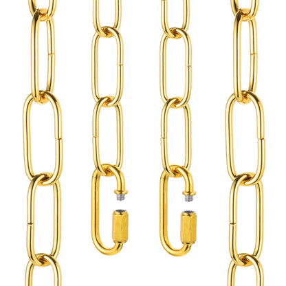 uxcell 6ft Lighting Hanging Chain, 3mm/0.12" Looping Metal Pendant Chandelier Chain Extension with 2 Quick Link Lock for Hanging Plant Pendant Chandelier Light Fixture, Gold Yellow