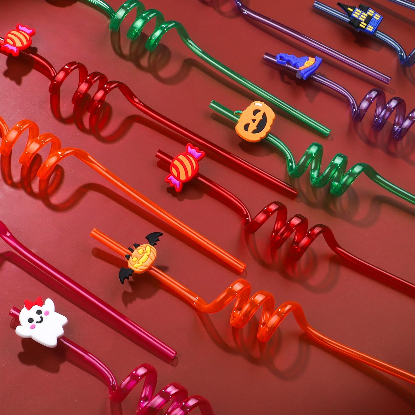 24Pcs Halloween party favors, Party Straw for Halloweens Decorations Pumpkin Ghost Cat Halloweens themed Party Straws