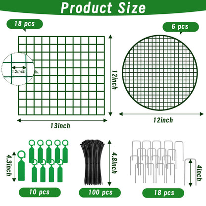 Convivium Plant Protectors from Animals 6 Packs, 13 x 12 in Metal Chicken Wire Cloche Plant Cages for Outdoor Plants, Garden Fencing Animal Barrier with Detachable Dome Lid, Stakes & Zip Ties