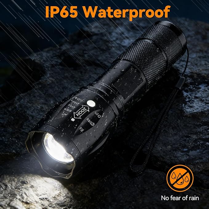 LED Flashlight 2 Pack, Small Flashlights Powerful High Lumens 5 Modes, Waterproof Zoomable Mini Tactical Flash Light for Home Emergencies Camping