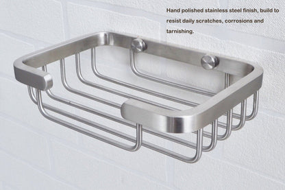 Deezio Satin Nickel Stainless Steel Soap Dish, Rectangular, 5 x 3.5 Inch, Wall Mounted, 100%