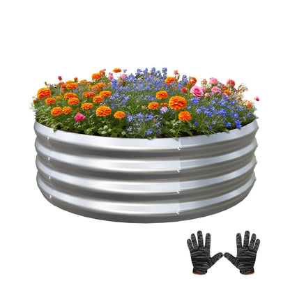 Mycovire Galvanized Garden Bed Kit for Vegetables/Herbs/Flowers, Raised Planter Box, Outdoor, 2x2x1 Feet