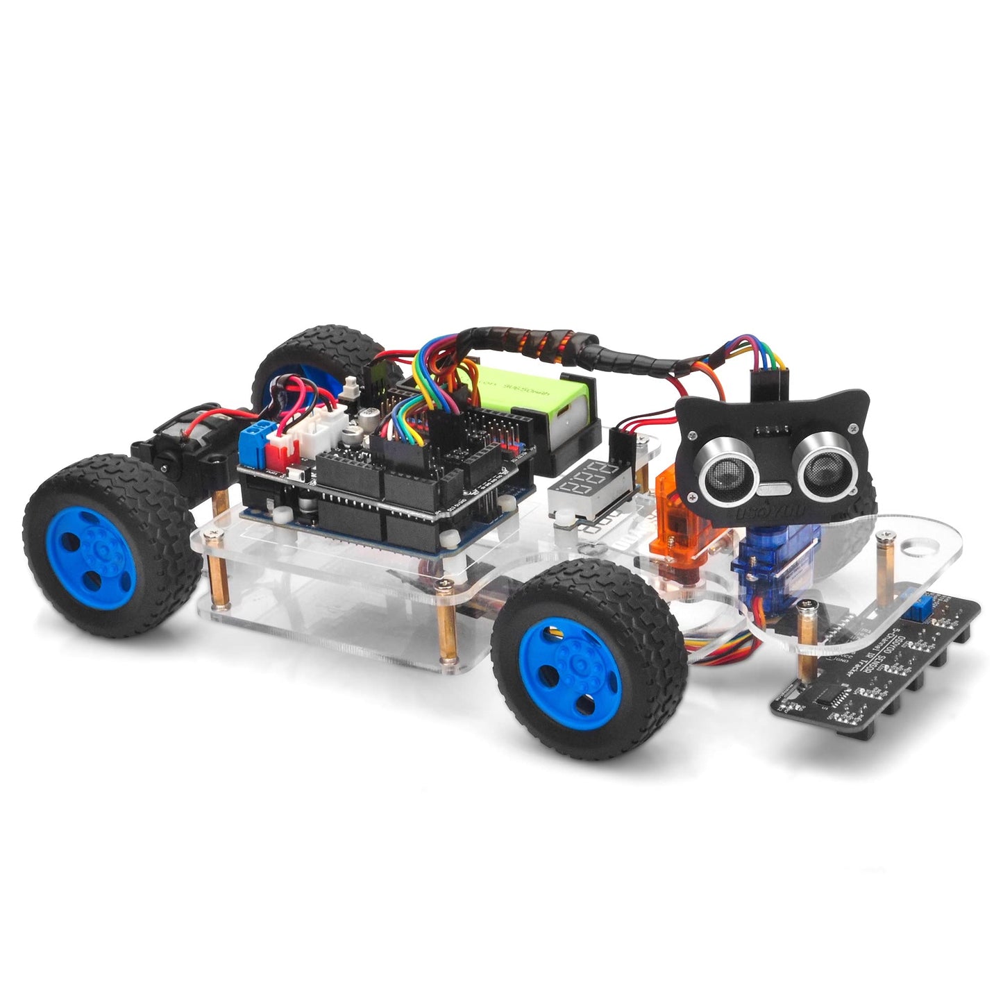 OSOYOO Robot Rc Smart Car DIY Kit to Build for Adults Teens with Servo Power Steering Motor, WiFi, Bluetooth, Code Programmable Compatible with Arduino