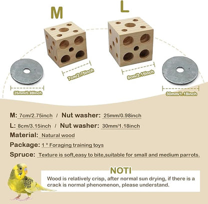 QBLEEV Bird Wooden Block Puzzle Parrot Chicken Foraging Toys, Small Animal Shredding Teething Parakeet Cockatiel Conure Budgie Cage Toys