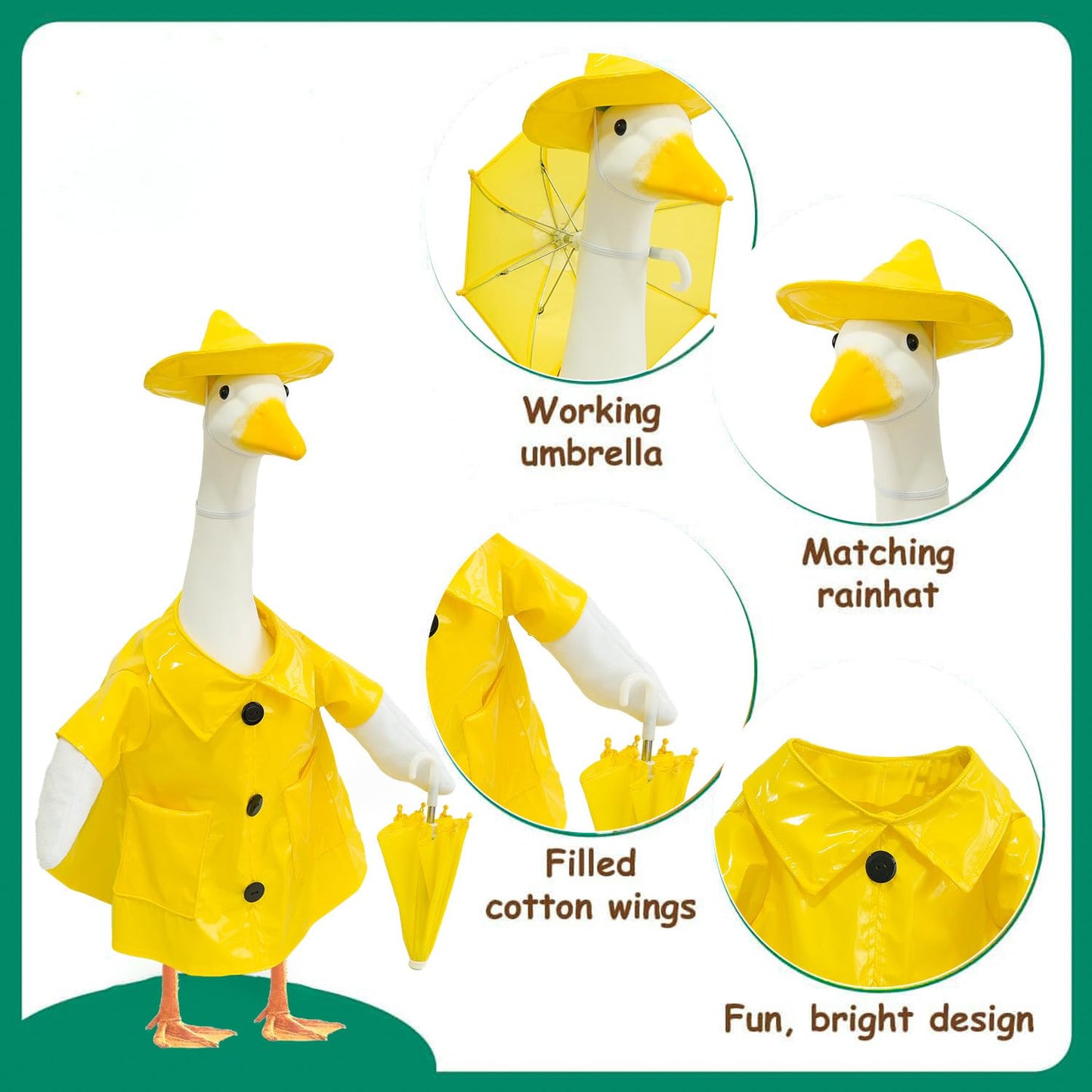 8 Set Holiday Porch Goose Outfits All Seasons Holiday Bundle St. Patrick Easter Summer Hawaiian 4th of July Halloween Christmas Birthday Raincoat Concrete Porch Goose Clothes for Patio Yard Lawn Decor