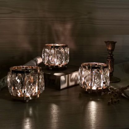 Kolnlala 6pcs Tabletop Tealight Crystal Candle holders3.5''x3.5'' Class Votive Holder Home Decoration,Table centerpieces/Wedding Decor,Gorgeous Gift,Tabletop/Centerpiece Votive Holder (French Gold)