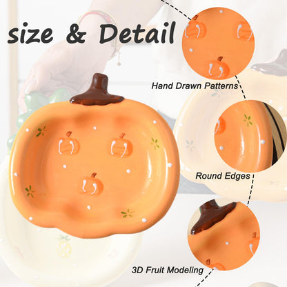 REAIJUNPIN Ceramic Jewelry Dish Tray, Room Decor Jewelry Tray, Ring Holder for Women, Fruit Trinket Dish, Jewelry Tray, Cute Jewelry Plate Bowl Room Decor Aesthetic (Pumpkin)